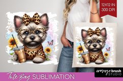 Cute Dog Tote Bag - Leopard Bow Tote Bag PNG Sublimation Product Image 1