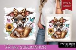 Cute Dog Tote Bag - Leopard Bow Tote Bag PNG Sublimation Product Image 1