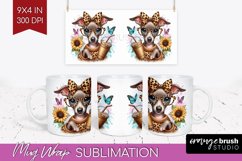 Cute Dog Mug Wrap - Leopard Bow Mug PNG Sublimation Product Image 1