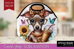 Cute Dog Lunch Bag - Leopard Bow Lunch Bug PNG Sublimation Product Image 1