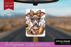 Cute Dog Air Freshener PNG - Leopard Bow PNG Sublimation Product Image 1