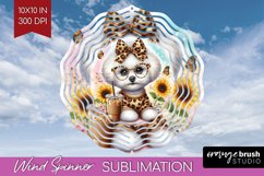 Cute Dog Wind Spinner Sublimation PNG - Leopard Bow Round Product Image 1
