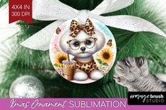 Cute Dog Ornament PNG - Leopard Bow PNG Sublimation Product Image 1