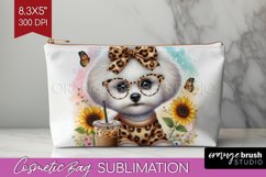 Cute Dog Cosmetic Bag - Leopard Bow Makeup Bag PNG Product Image 1