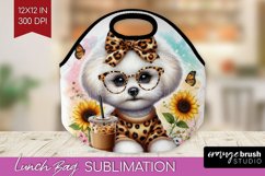 Cute Dog Lunch Bag - Leopard Bow Lunch Bug PNG Sublimation Product Image 1