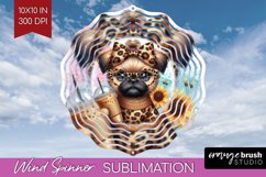 Cute Dog Wind Spinner Sublimation PNG - Leopard Bow Round Product Image 1