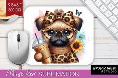 Cute Dog Mouse Pad Sublimation - Leopard Bow Mousepad PNG Product Image 1