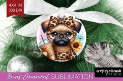 Cute Dog Ornament PNG - Leopard Bow PNG Sublimation Product Image 1