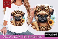 Cute Dog Round Tshirt Background - Leopard Bow PNG Product Image 1