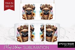 Cute Dog Mug Wrap - Leopard Bow Mug PNG Sublimation Product Image 1