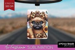 Cute Dog Air Freshener PNG - Leopard Bow PNG Sublimation Product Image 1