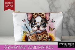 Cute Dog Cosmetic Bag - Leopard Bow Makeup Bag PNG Product Image 1