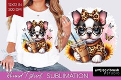Cute Dog Round Tshirt Background - Leopard Bow PNG Product Image 1