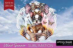 Cute Dog Wind Spinner Sublimation PNG - Leopard Bow Round Product Image 1