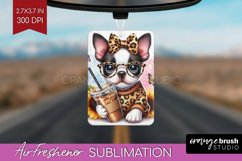 Cute Dog Air Freshener PNG - Leopard Bow PNG Sublimation Product Image 1