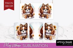 Cute Dog Mug Wrap - Leopard Bow Mug PNG Sublimation Product Image 1