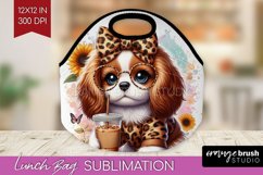 Cute Dog Lunch Bag - Leopard Bow Lunch Bug PNG Sublimation Product Image 1