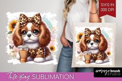 Cute Dog Tote Bag - Leopard Bow Tote Bag PNG Sublimation Product Image 1
