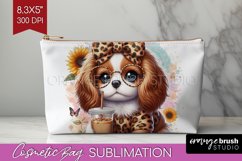 Cute Dog Cosmetic Bag - Leopard Bow Makeup Bag PNG Product Image 1