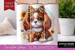 Cute Dog Tumbler Wrap - Leopard Bow Tumbler PNG Sublimation Product Image 1