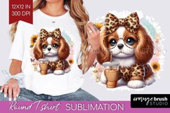 Cute Dog Round Tshirt Background - Leopard Bow PNG Product Image 1