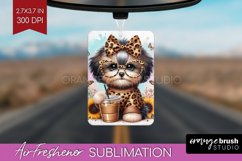 Cute Dog Air Freshener PNG - Leopard Bow PNG Sublimation Product Image 1