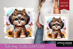 Cute Dog Tote Bag - Leopard Bow Tote Bag PNG Sublimation Product Image 1