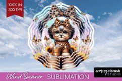 Cute Dog Wind Spinner Sublimation PNG - Leopard Bow Round Product Image 1