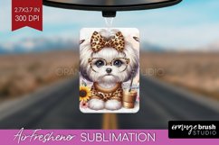 Cute Dog Air Freshener PNG - Leopard Bow PNG Sublimation Product Image 1