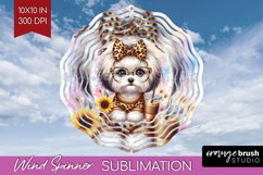 Cute Dog Wind Spinner Sublimation PNG - Leopard Bow Round Product Image 1