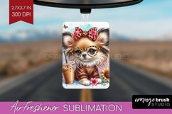Cute Dog Air Freshener PNG - Leopard Bow PNG Sublimation Product Image 1