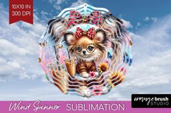 Cute Dog Wind Spinner Sublimation PNG - Leopard Bow Round Product Image 1