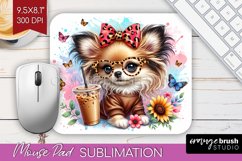 Cute Dog Mouse Pad Sublimation - Leopard Bow Mousepad PNG Product Image 1