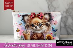 Cute Dog Cosmetic Bag - Leopard Bow Makeup Bag PNG Product Image 1