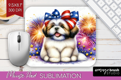 Lhasa Apso Dog Mouse Pad Sublimation Patriotic Dog Mousepad Product Image 1
