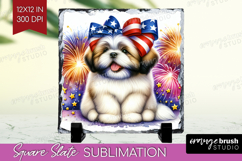 Lhasa Apso Dog Slate PNG Patriotic Dog Square Slate Product Image 1