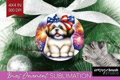 Lhasa Apso Dog Ornament PNG Patriotic Dog PNG Sublimation Product Image 1