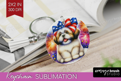 Lhasa Apso Dog Keychain PNG Patriotic Dog Keychain Product Image 1
