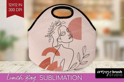 Line Art Woman Lunch Bag - Minimalist Lunch Bug PNG Product Image 1
