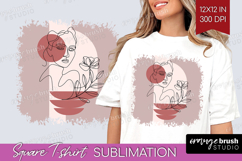 Line Art Woman Square Tshirt Background - Minimalist PNG Product Image 1