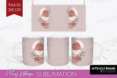 Line Art Woman Mug Wrap - Minimalist Mug PNG Sublimation Product Image 1