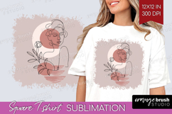 Line Art Woman Square Tshirt Background - Minimalist PNG Product Image 1