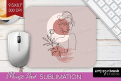 Line Art Woman Mouse Pad Sublimation - Minimalist Mousepad Product Image 1