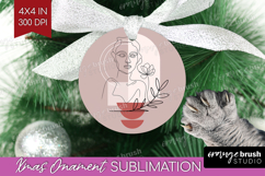 Line Art Woman Ornament PNG - Minimalist PNG Sublimation Product Image 1