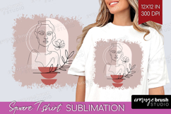 Line Art Woman Square Tshirt Background - Minimalist PNG Product Image 1