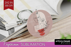 Line Art Woman Keychain PNG - Minimalist Keychain Product Image 1