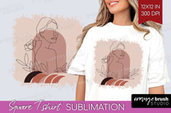 Line Art Woman Square Tshirt Background - Minimalist PNG Product Image 1