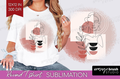 Line Art Woman Round Tshirt Background - Minimalist PNG Product Image 1