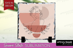 Line Art Woman Slate PNG - Minimalist Square Slate Product Image 1