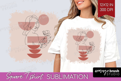 Line Art Woman Square Tshirt Background - Minimalist PNG Product Image 1